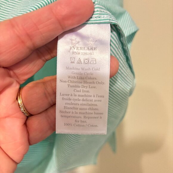 Everlane Silky Cotton Button Down Long Sleeve Shirt Mint Green White Str… - Picture 6 of 9